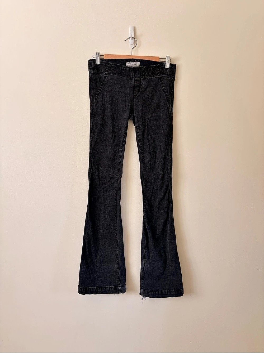 Free People Pull-On Flare Jeans Flare in Black Wash  2